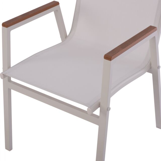ΠΟΛΥΘΡΟΝΑ ΑΛΟΥΜΙΝΙΟΥ SHYLA ΛΕΥΚΗ ΜΕ TEXTILENE & POLYWOOD 53x67x87 εκ.