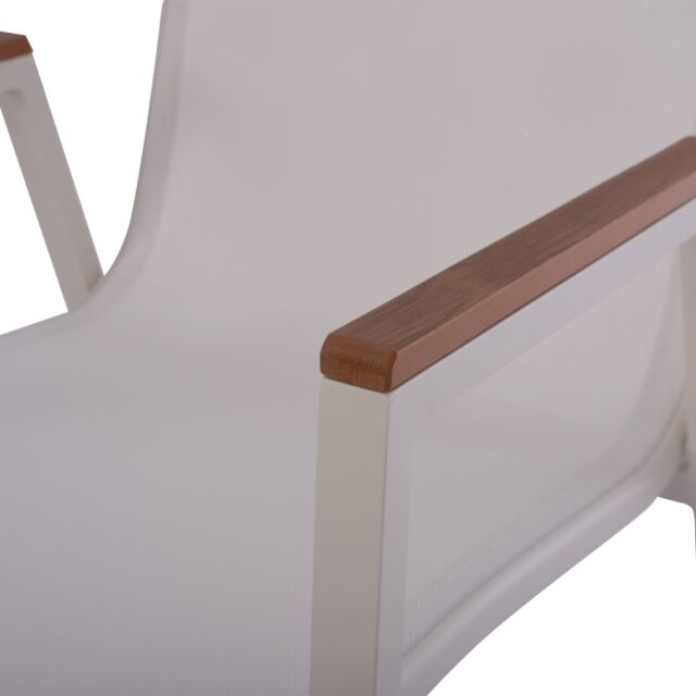 ΠΟΛΥΘΡΟΝΑ ΑΛΟΥΜΙΝΙΟΥ SHYLA ΛΕΥΚΗ ΜΕ TEXTILENE & POLYWOOD 53x67x87 εκ.