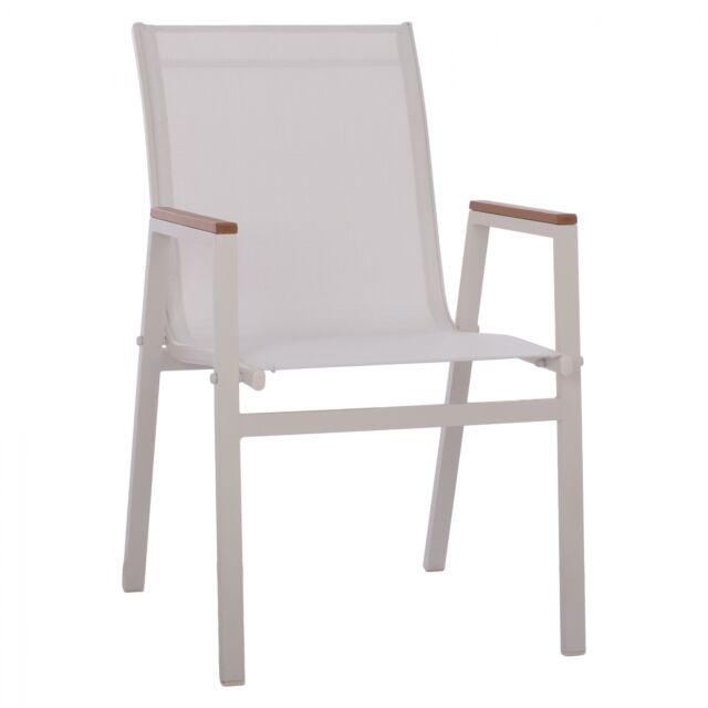 ΠΟΛΥΘΡΟΝΑ ΑΛΟΥΜΙΝΙΟΥ SHYLA ΛΕΥΚΗ ΜΕ TEXTILENE & POLYWOOD 53x67x87 εκ.