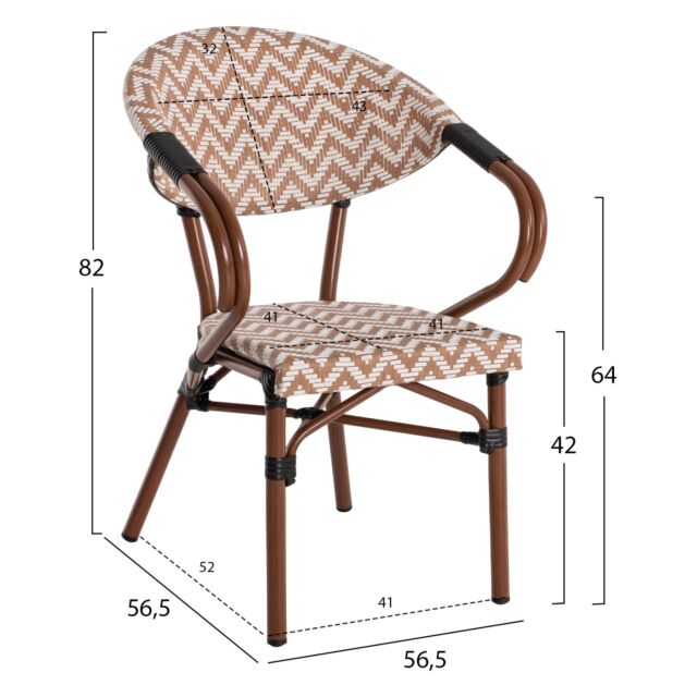 ΠΟΛΥΘΡΟΝΑ BAMBOO LOOK ΚΑΦΕ-ΛΕΥΚΟ 556,5x56,5x82 εκ.