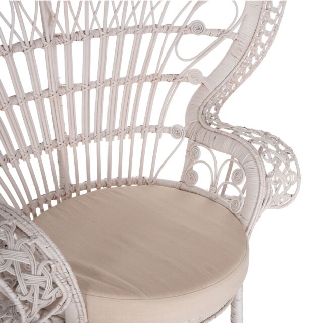 ΠΟΛΥΘΡΟΝΑ RATTAN ΣΕ ΛΕΥΚΟ-ΜΑΞΙΛΑΡΙ ΛΕΥΚΟ 114x72x150Yεκ.