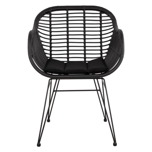 ΠΟΛΥΘΡΟΝΑ ΜΕ ΜΑΞΙΛΑΡΙ ΜΕΤΑΛΛΙΚΗ ΜΕ WICKER ΜΑΥΡΟ 57,5x60x82Υ εκ.