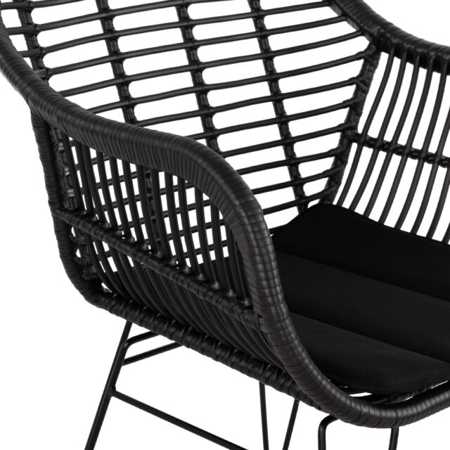 ΠΟΛΥΘΡΟΝΑ ΜΕ ΜΑΞΙΛΑΡΙ ΜΕΤΑΛΛΙΚΗ ΜΕ WICKER ΜΑΥΡΟ 57,5x60x82Υ εκ.