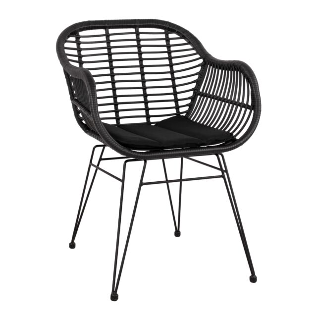 ΠΟΛΥΘΡΟΝΑ ΜΕ ΜΑΞΙΛΑΡΙ ΜΕΤΑΛΛΙΚΗ ΜΕ WICKER ΜΑΥΡΟ 57,5x60x82Υ εκ.