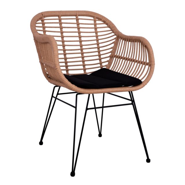 ΠΟΛΥΘΡΟΝΑ ΜΕ ΜΑΞΙΛΑΡΙ ΜΕΤΑΛΛΙΚΗ ΜΕ WICKER ΜΠΕΖ 57,5x60x82Υ εκ.