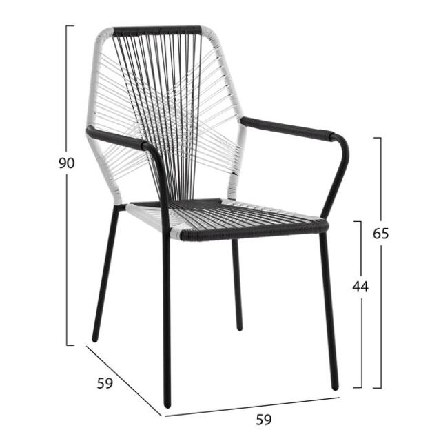 ΠΟΛΥΘΡΟΝΑ ΜΕΤΑΛΛΙΚΗ ΜΕ WICKER ΛΕΥΚΟ ΓΚΡΙ 59x59x90 cm