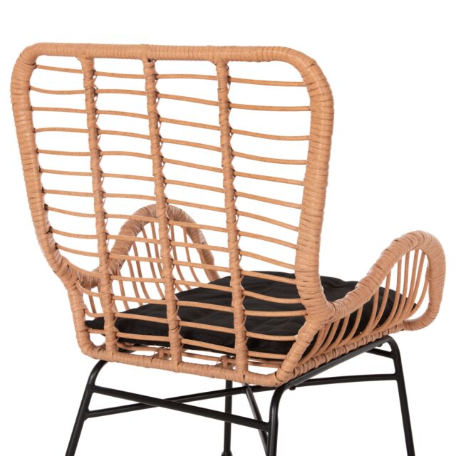 ΠΟΛΥΘΡΟΝΑ ΣΤΥΛ ΜΠΕΡΖΕΡΑΣ P.E.RATTAN ΜΠΕΖ-ΜΑΥΡΟ ΜΕΤΑΛΛΟ 66x59x90Υεκ.