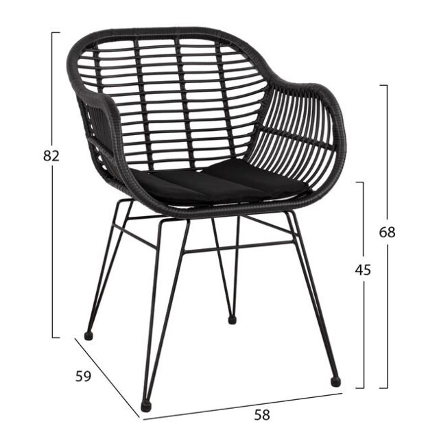 ΣΕΤ 7ΤΜΧ WICKER ΜΕ ΤΡΑΠΕΖΙ 160X90X78Υ ΜΠΕΖ & ΜΑΥΡΟ ΧΡΩΜΑ