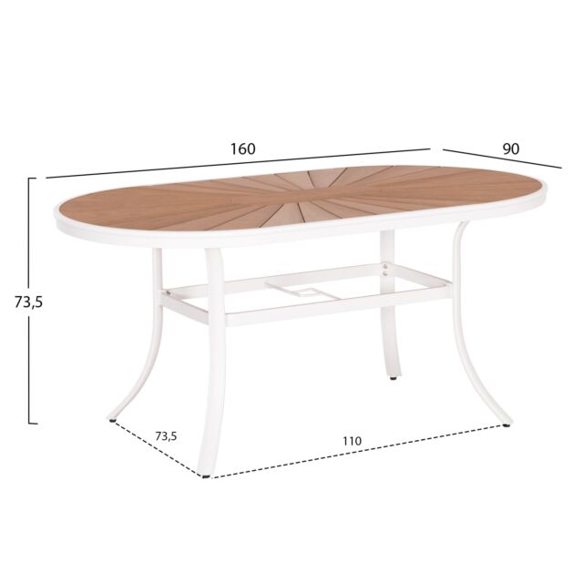 ΤΡΑΠΕΖΙ ΕΞΩΤ.ΧΩΡΟΥ ΑΛΟΥΜΙΝΙΟ ΛΕΥΚΟ & POLYWOOD 160X90Χ73.5Υεκ.