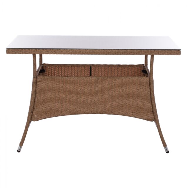 ΤΡΑΠΕΖΙ ΜΕΤΑΛΛΙΚΟ RATTAN ΜΠΕΖ ΚΑΦΕ 120x70x75Υ εκ.
