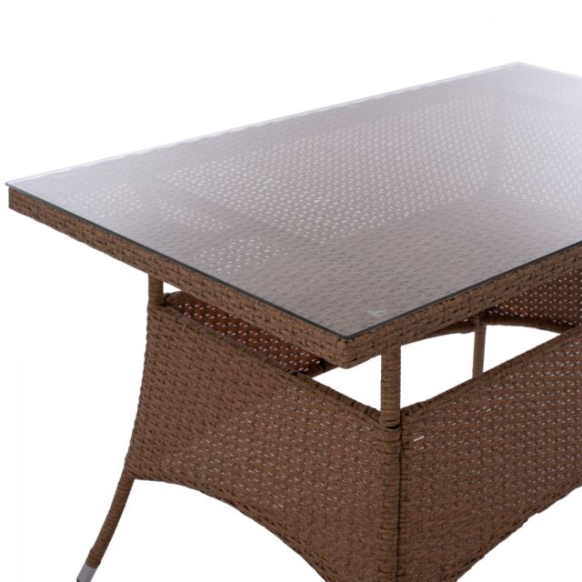 ΤΡΑΠΕΖΙ ΜΕΤΑΛΛΙΚΟ RATTAN ΜΠΕΖ ΚΑΦΕ 120x70x75Υ εκ.