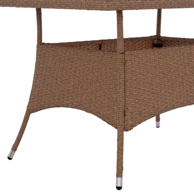 ΤΡΑΠΕΖΙ ΜΕΤΑΛΛΙΚΟ RATTAN ΜΠΕΖ ΚΑΦΕ 120x70x75Υ εκ.