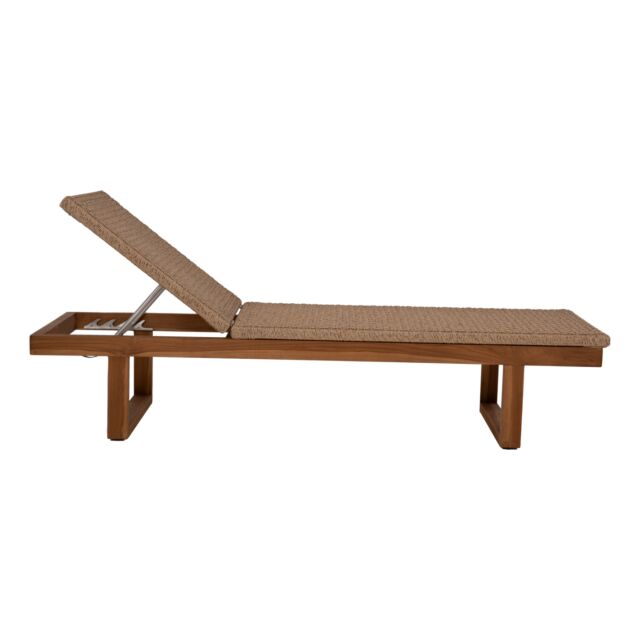ΞΑΠΛΩΣΤΡΑ TEAK ΞΥΛΟ ΚΑΙ ΣΧΟΙΝΙ VIRO ΣΕ ΠΛΕΞΗ WICKER 191x65x86Yεκ.