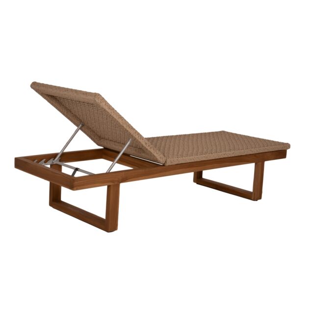 ΞΑΠΛΩΣΤΡΑ TEAK ΞΥΛΟ ΚΑΙ ΣΧΟΙΝΙ VIRO ΣΕ ΠΛΕΞΗ WICKER 191x65x86Yεκ.