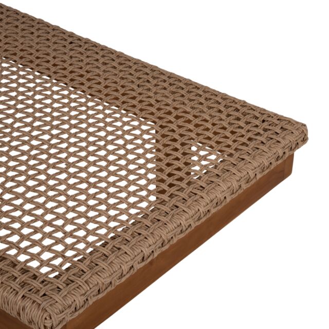 ΞΑΠΛΩΣΤΡΑ TEAK ΞΥΛΟ ΚΑΙ ΣΧΟΙΝΙ VIRO ΣΕ ΠΛΕΞΗ WICKER 191x65x86Yεκ.