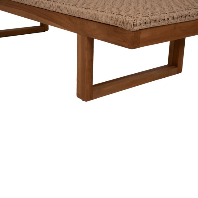ΞΑΠΛΩΣΤΡΑ TEAK ΞΥΛΟ ΚΑΙ ΣΧΟΙΝΙ VIRO ΣΕ ΠΛΕΞΗ WICKER 191x65x86Yεκ.