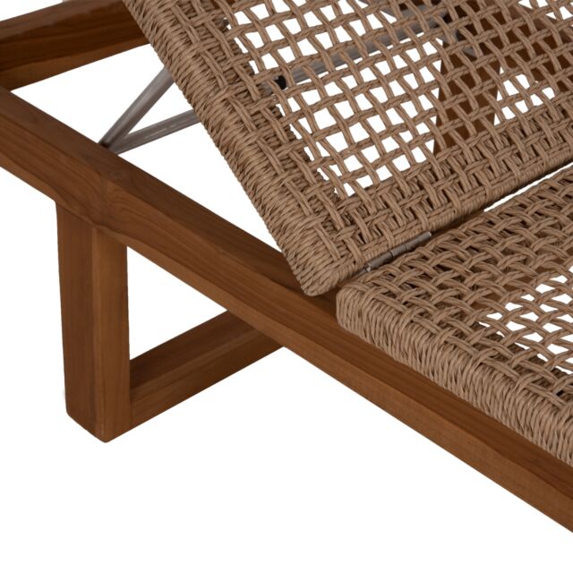 ΞΑΠΛΩΣΤΡΑ TEAK ΞΥΛΟ ΚΑΙ ΣΧΟΙΝΙ VIRO ΣΕ ΠΛΕΞΗ WICKER 191x65x86Yεκ.