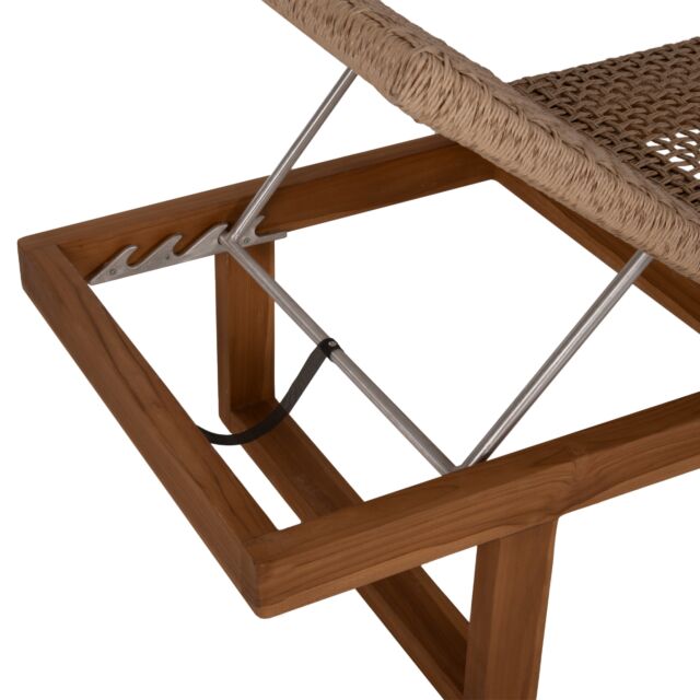 ΞΑΠΛΩΣΤΡΑ TEAK ΞΥΛΟ ΚΑΙ ΣΧΟΙΝΙ VIRO ΣΕ ΠΛΕΞΗ WICKER 191x65x86Yεκ.