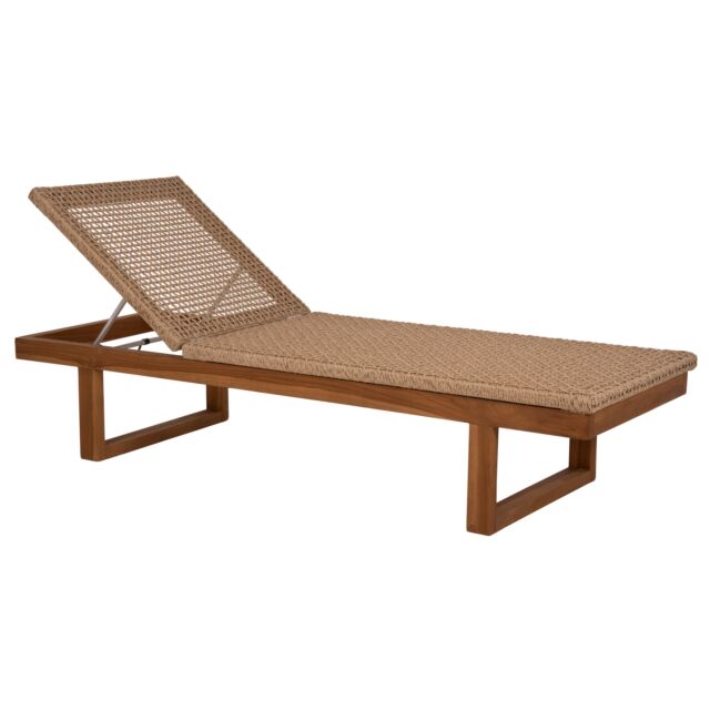 ΞΑΠΛΩΣΤΡΑ TEAK ΞΥΛΟ ΚΑΙ ΣΧΟΙΝΙ VIRO ΣΕ ΠΛΕΞΗ WICKER 191x65x86Yεκ.