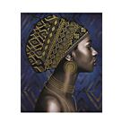 AFRICAN LADY ΠΙΝΑΚΑΣ ΚΑΜΒΑΣ ΜΠΛΕ ΧΡΥΣΟ ΞΥΛΟ 80x80xH3,5cm