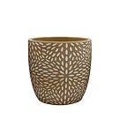 ΚΑΣΠΩ ΚΑΦΕ/ΛΕΥΚΟ ΣΤΡΟΓΓΥΛΟ ΜΟΤΙΒΟ ΠΕΤΑΛΑ ΑΝΘΕΩΝ ΜΕΣΑΙΟ - Φ15x14.5cm