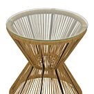 Τραπέζι Mabil rattan φυσικό-γυαλί Φ50x55εκ