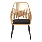 Πολυθρόνα Tanish pakoworld rattan φυσικό-πόδι μαύρο μέταλλο 58x58.5x87εκ