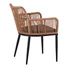 Πολυθρόνα Naoki pakoworld pe rattan -metal σε φυσική απόχρωση με μαύρα πόδια/μαξιλάρι 59x62.5x78εκ