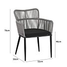 Πολυθρόνα Naoki pakoworld pe rattan -metal σε φυσική απόχρωση με μαύρα πόδια/μαξιλάρι 59x62.5x78εκ