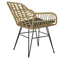 Πολυθρόνα Bulan pakoworld wicker rattan καφέ-μεταλλικό μαύρο πόδι-μαύρο μαξιλάρι 58x64x81εκ