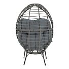 Πολυθρόνα Nestie  pakoworld wicker rattan γκρι-μεταλλικό γκρι πόδι-γκρι μαξιλάρι 102x80x155εκ