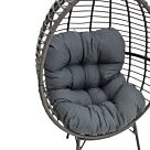 Πολυθρόνα Nestie  pakoworld wicker rattan γκρι-μεταλλικό γκρι πόδι-γκρι μαξιλάρι 102x80x155εκ