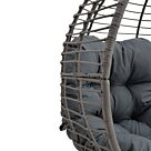 Πολυθρόνα Nestie  pakoworld wicker rattan γκρι-μεταλλικό γκρι πόδι-γκρι μαξιλάρι 102x80x155εκ