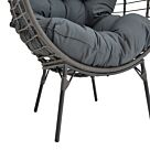 Πολυθρόνα Nestie  pakoworld wicker rattan γκρι-μεταλλικό γκρι πόδι-γκρι μαξιλάρι 102x80x155εκ
