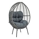 Πολυθρόνα Nestie  pakoworld wicker rattan γκρι-μεταλλικό γκρι πόδι-γκρι μαξιλάρι 102x80x155εκ
