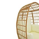Πολυθρόνα Frox pakoworld wicker rattan φυσικό-μεταλλικό φυσικό-μαύρο πόδι-μπεζ μαξιλάρι 96x76x145εκ