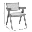 Πολυθρόνα Winslow pakoworld ξύλο rubberwood ανοικτό καρυδί-pvc rattan φυσικό-ύφασμα γκρι