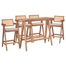Τραπεζαρία μπαρ Winslow I σετ 5τεμ ξύλο rubberwood ανοιχτό καρυδί 120x45x100εκ
