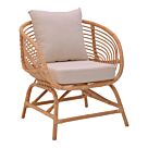 Πολυθρόνα Caxen pakoworld φυσικό rattan-λευκό μαξιλάρι 72x63x75εκ