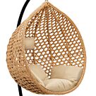 Κρεμαστή κούνια - φωλιά Alicia με wicker φυσικό & μπεζ μαξιλάρια 105x80x195εκ.