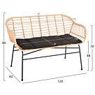 ΚΑΝΑΠΕΣ ΜΑΥΡΟ ΜΕΤΑΛΛΟ-ΜΠΕΖ ΣΥΝΘ.RATTAN 120x62x80Υεκ.