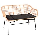 ΚΑΝΑΠΕΣ ΜΑΥΡΟ ΜΕΤΑΛΛΟ-ΜΠΕΖ ΣΥΝΘ.RATTAN 120x62x80Υεκ.