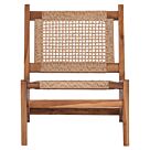 ΚΑΡΕΚΛΑ LOUNGE ΞΥΛΟ TEAK ΣΕ ΦΥΣΙΚΟ--ΣΥΝΘ.ΣΧΟΙΝΙ ΜΠΕΖ 55,5x74x65Υεκ.