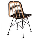 ΚΑΡΕΚΛΑ ΜΕΤΑΛΛΙΚΗ ΜΕ WICKER ΜΑΥΡΟ ΜΠΕΖ 46x59x83Υ εκ.