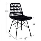 ΚΑΡΕΚΛΑ ΜΕΤΑΛΛΙΚΗ ΜΕ ΜΑΞΙΛΑΡΙ ΜΕ WICKER ΜΑΥΡΟ 48x60x83,5Υ εκ