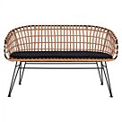 ΠΑΓΚΑΚΙ - ΚΑΝΑΠΕΣ ΜΕΤΑΛΛΙΚΟ ΜΕ WICKER ΜΑΥΡΟ ΜΠΕΖ 124x57x77Υ εκ.