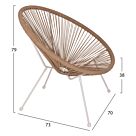 ΠΟΛΥΘΡΟΝΑ ACAPULCO Τ. ΦΩΛΙΑ ΜΕΤΑΛΛΟ ΛΕΥΚΟ ΜΕ TWISTED WICKER 70x73x79 εκ.