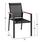 ΠΟΛΥΘΡΟΝΑ ΑΛΟΥΜΙΝΙΟΥ ΓΚΡΙ ΜΕ TEΧ/NE ΜΑΥΡΟ & POLYWOOD 55x60x90Υεκ.