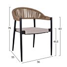 ΠΟΛΥΘΡΟΝΑ ΑΛΟΥΜΙΝΙΟΥ ΓΚΡΙ ΜΕ ROUND WICKER ΜΠΕΖ ΚΑΦΕ 56x55x76Υεκ.