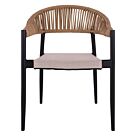 ΠΟΛΥΘΡΟΝΑ ΑΛΟΥΜΙΝΙΟΥ ΓΚΡΙ ΜΕ ROUND WICKER ΜΠΕΖ ΚΑΦΕ 56x55x76Υεκ.